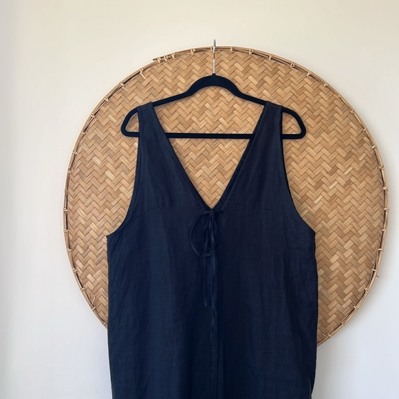 WOMEN’S DEIJI STUDIOS THE BLACK TIE SLIP DRESS 100% FRENCH LINEN WORN ONCE - Picture 12 of 15